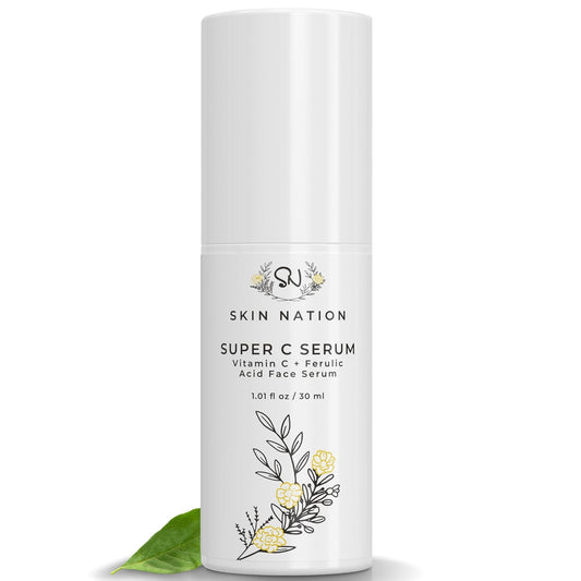 Skin Nation Super Hydrating Vitamin C Face Serum with Ferulic Acid, Aloe Vera, Rosehip Oil, Can Help Smooth Skin Texture and Supports Firmer Skin, for Dry and Sensitive Skin