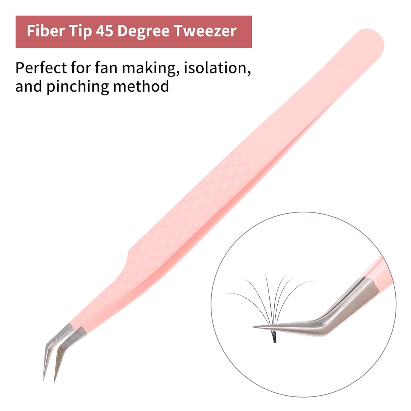 Professional Lash Extension Tweezers - Curved Fiber Tip Eyelash Tweezers for Volume Fans