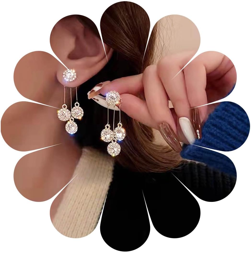 Vintage Crystal Chandelier Drop Earrings Rhinestone Ball Dangle Earrings Gold Rhinestone Stud Earrings Sparkle Bridal Chandelier Earrings Jewelry for Women