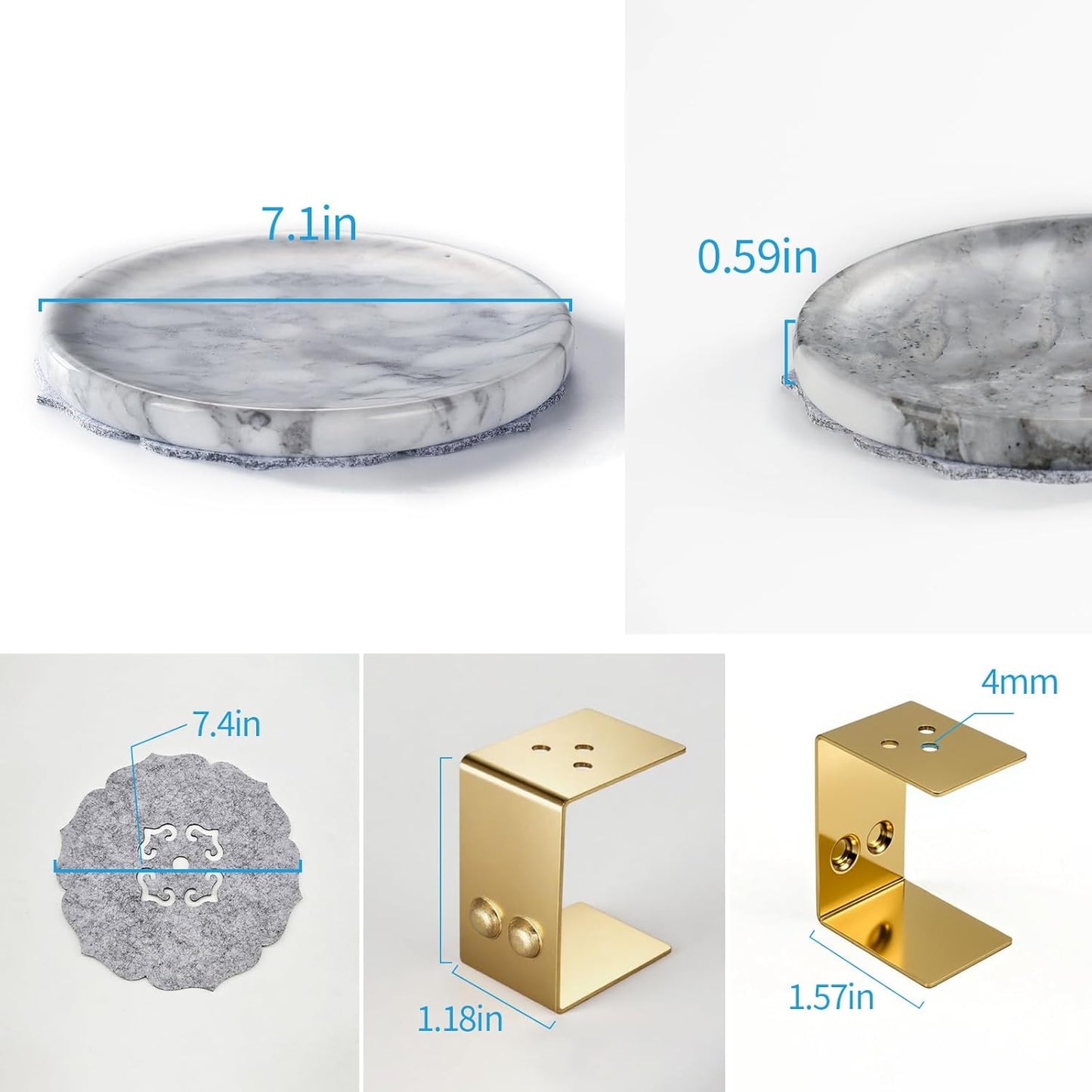 7.1-Inch Marble Incense Holder, Long Incense Holder for Sticks, Large Incense Sticks Holder for Meditation Yoga SPA, Incense Burne for Palo Santo/Sage/Cone/(Grey and White)