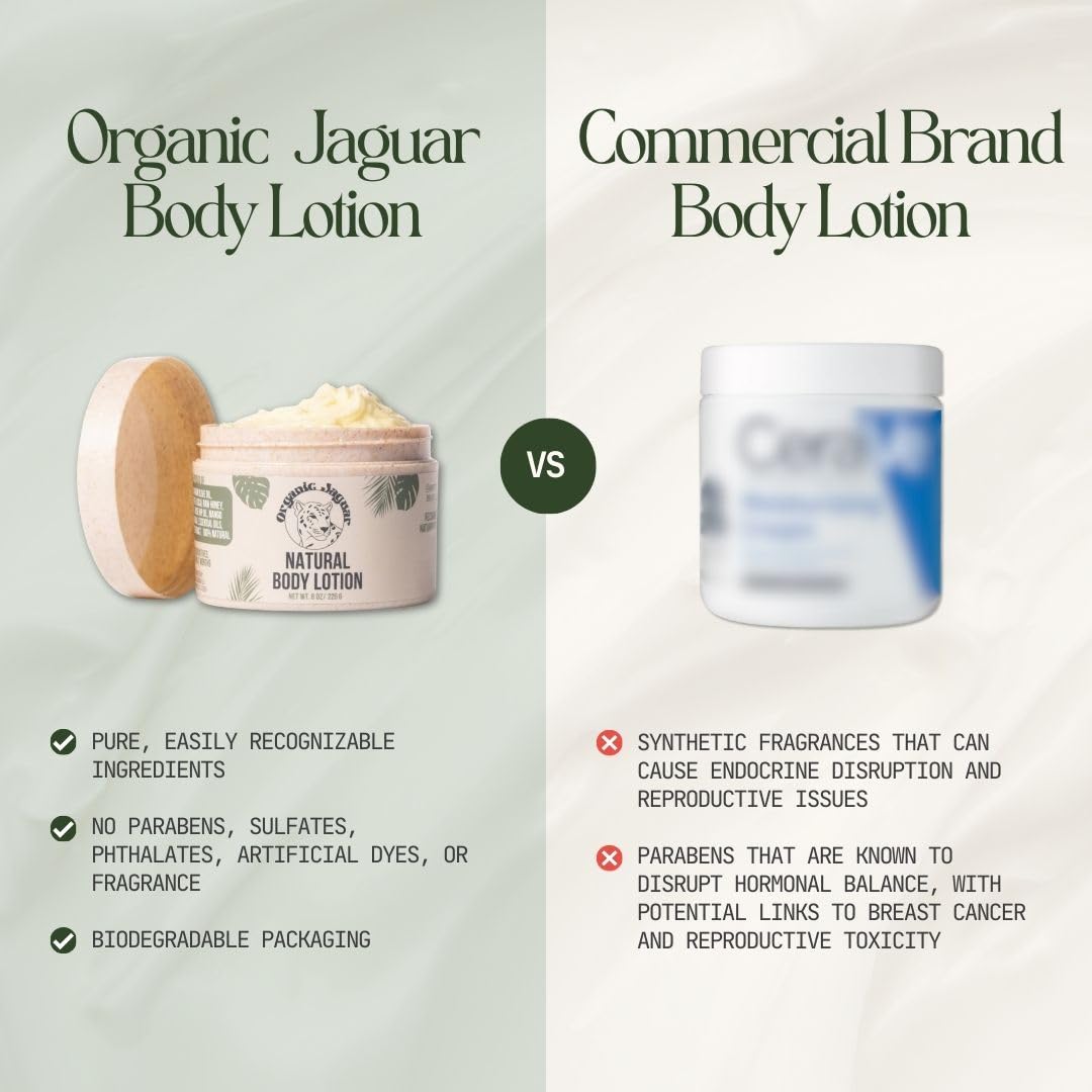 Natural Body Lotion for Sensitive Skin, Scent Free, Sulfate & Paraben Free Body Care, Moisturizer With Essential Oils, Vitamin E Oil, Beeswax, Extra Virgin Olive Oil, Raw Honey, 8 oz