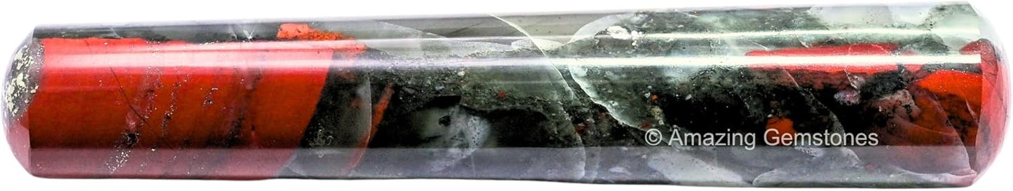 Amazing Gemstone African Bloodstone Crystal Wand Massage Stick - Pelvic Wand Gua Sha for Adults - Crystals and Healing Stones Massage Wands for Adults Gifts (Smooth)