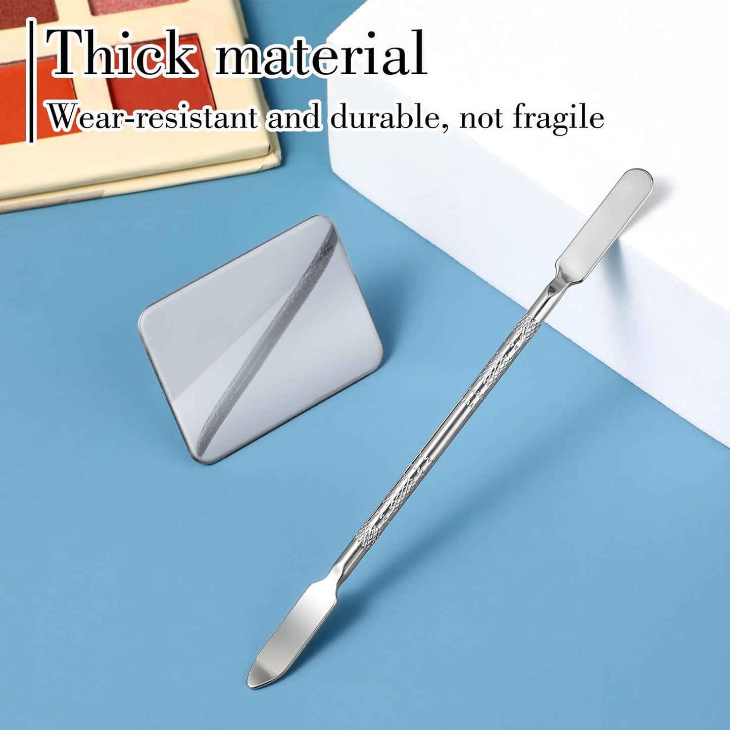 Makeup Mixing Palette, Makeup Spatula Palette with Foundation Spatula, Stainless Steel Makeup Mixing Tray, Nail Art Palette for Mixing Foundation Eye Shadow Eyelash Nail Art