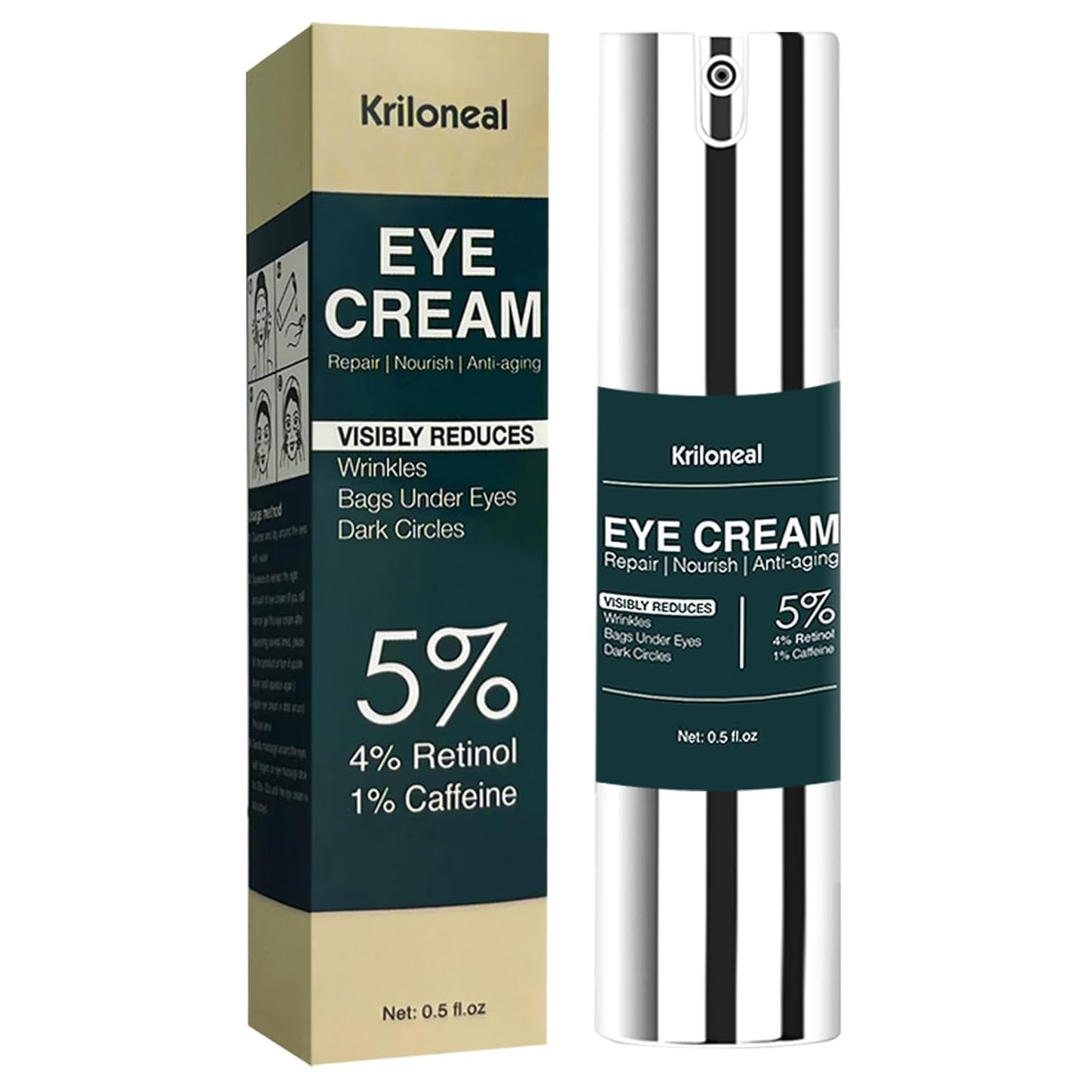 Eye Cream, Under Eye Cream for Dark Circles, Eye Cream for Puffiness and Bags Under Eye and Wrinkles with Retinol Caffeine for All Skin Types, 0.5 Fl oz