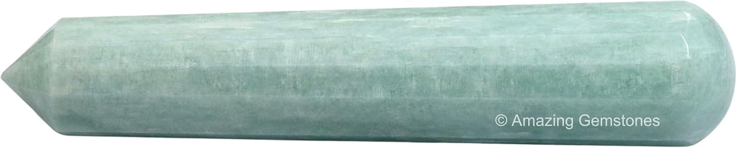 Amazing Gemstone Amazonite Crystal Wand Massage Stick - Pelvic Wand Gua Sha for Adults - Crystals and Healing Stones Massage Wands for Adults Gifts (Pointed)