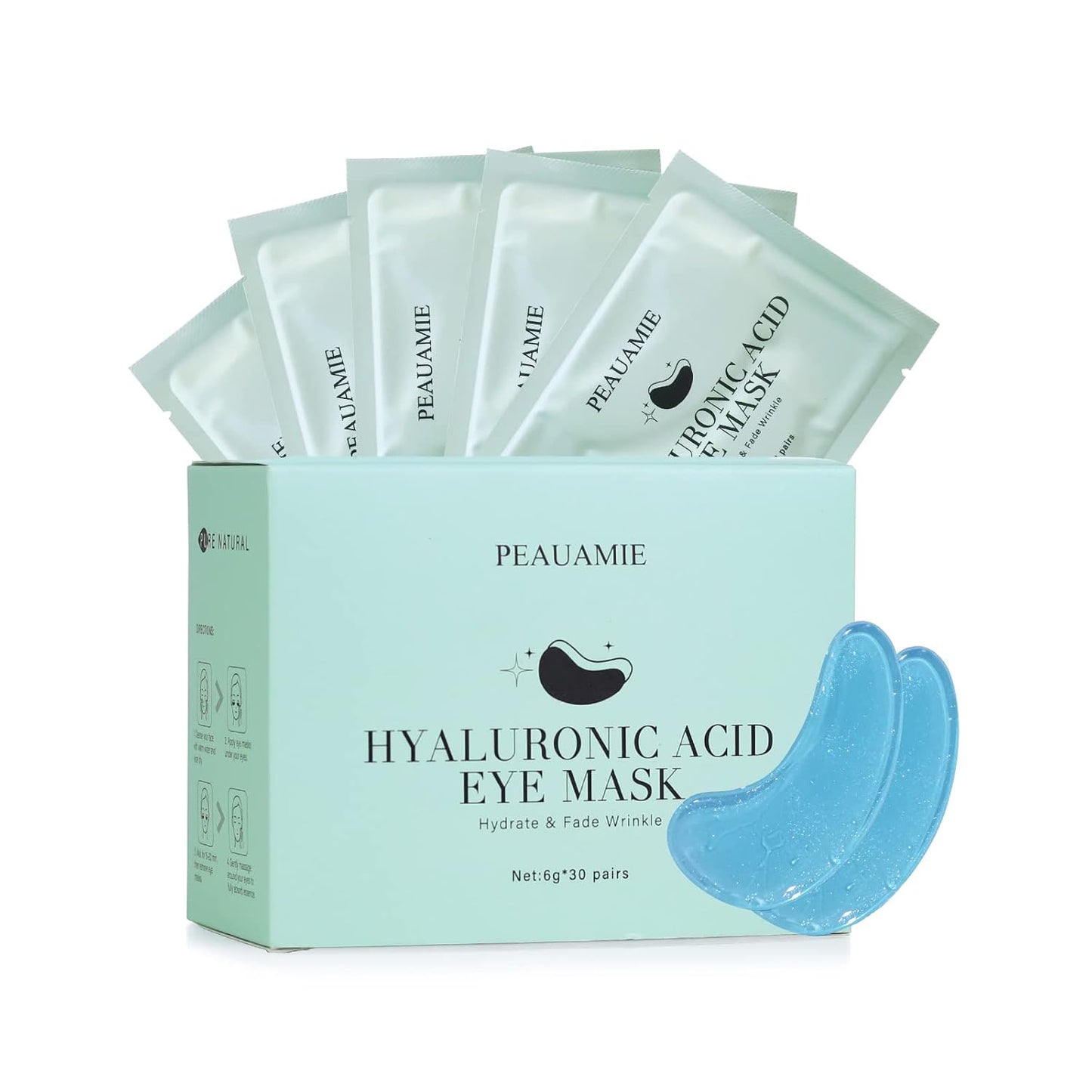 Under Eye Patchs (30 Pairs) Hyaluronic Acid Eye Mask for Dark Circles and Puffiness Wrinkle Eye Bags (Hyaluronic Acid)