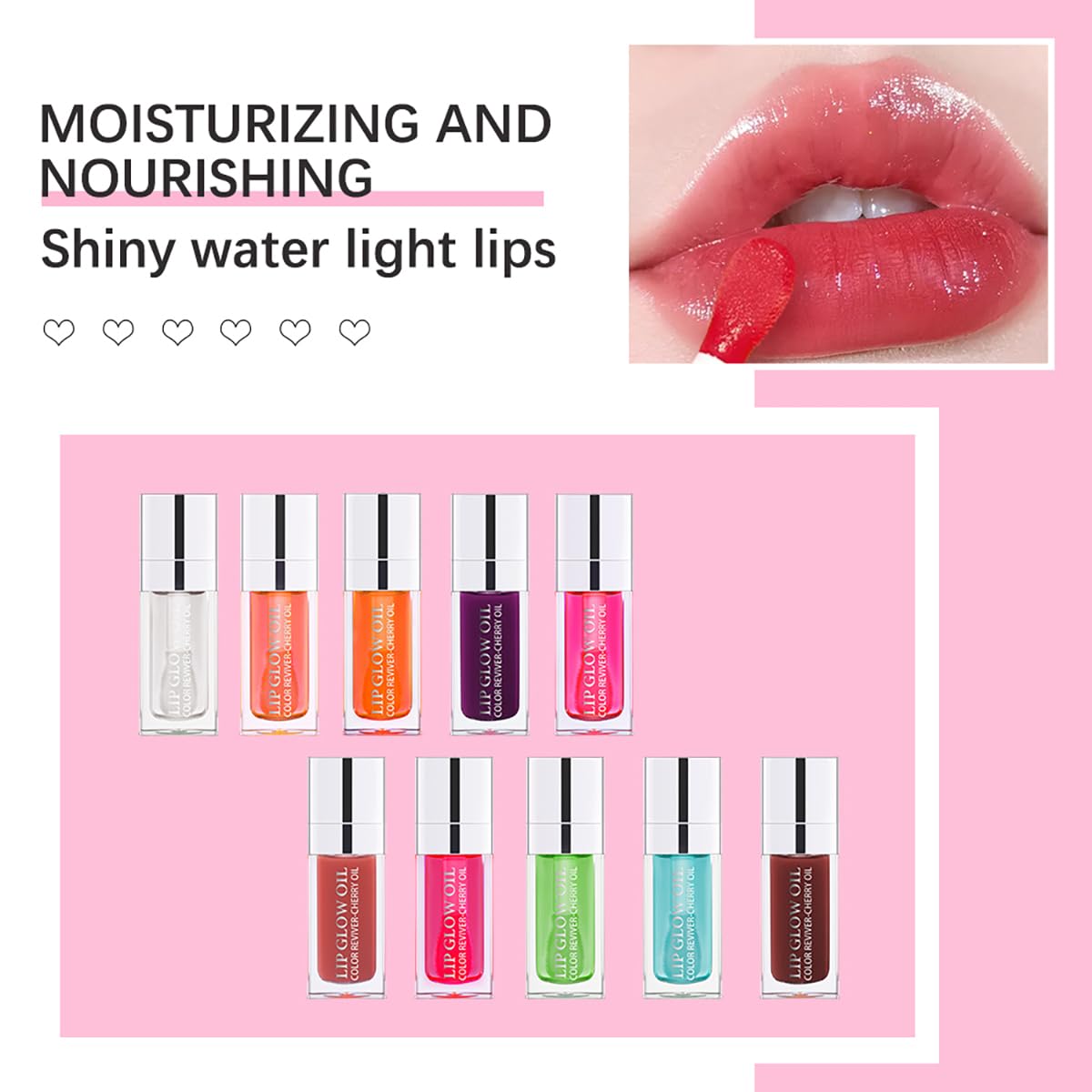 Hydrating Lip Glow Oil Moisturizing Plumping Lip Tint Lip Gloss Transparent Lip Balm Long Lasting Nourishing Repairing Lightening Lip Lines (001# PINK)