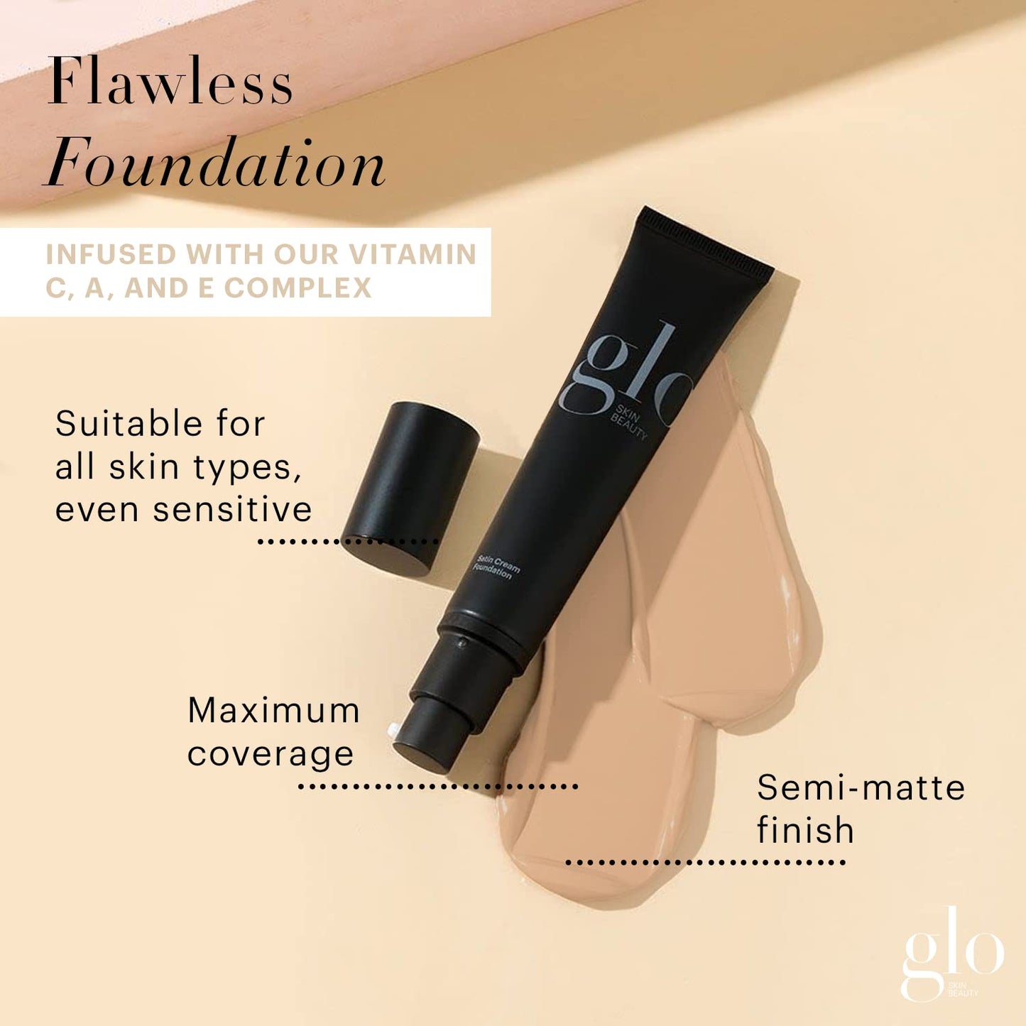 Glo Skin Beauty Satin Cream Foundation Makeup for Face, Honey Light - Full Coverage, Semi Matte Finish, Conceal Blemishes & Even Skin Tone