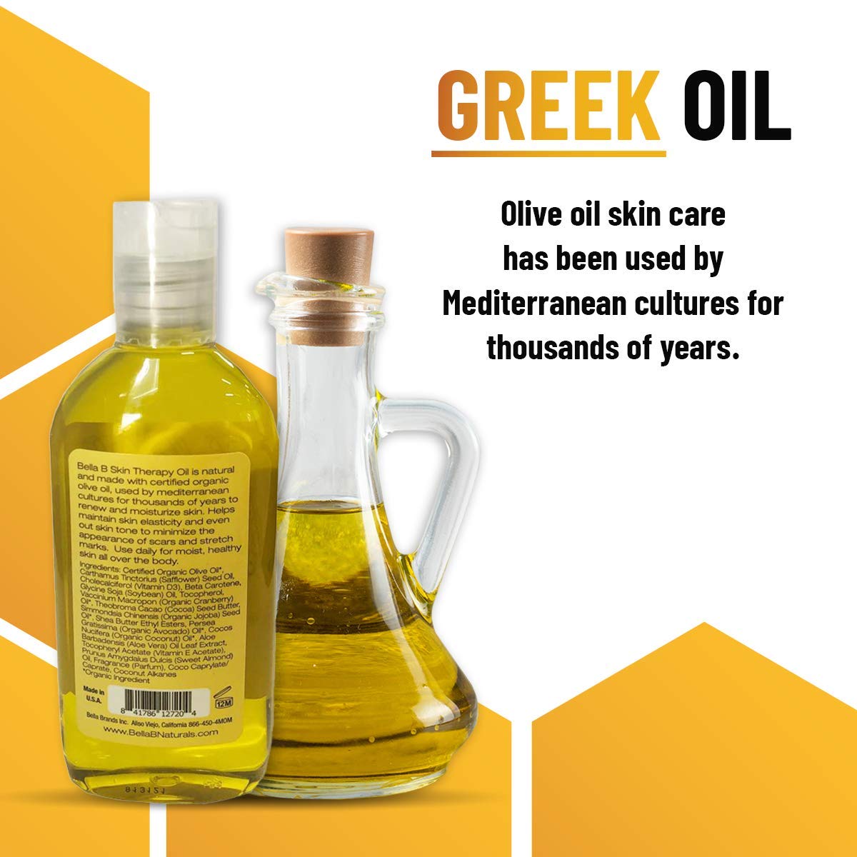 Bella B Organic Olive Oil 4.5 oz - Pregnancy Stretch Mark Prevention Oil - Made with Organic Olive Oil - Maintains Skin Elasticity to Reduce Scars and Stretch Marks - Use Daily for Healthy Skin