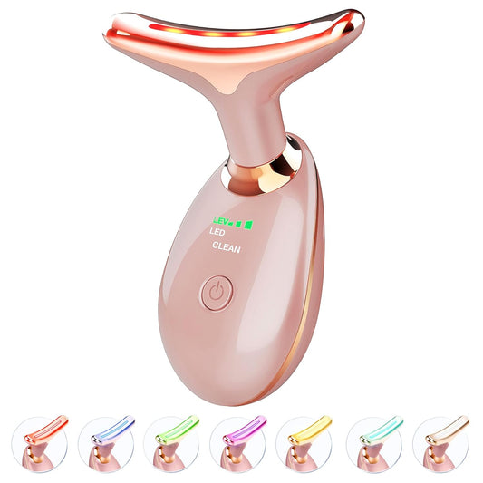 Light Based Face-Neck-Massager - 7 Color Portable Facial Massager for Skin Care, Rose Gold
