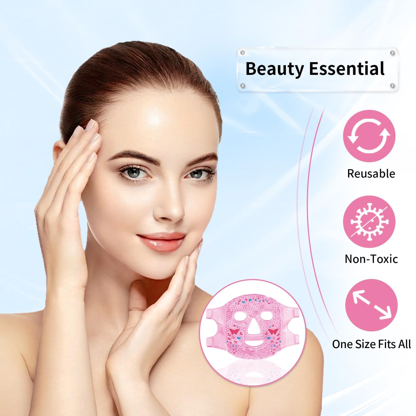 Cold Face Eye Masks Ice Face Mask Hot Cold Compress for Dark Circles, Puffiness, Migraines, Headache, Stress, Redness, Cooling Face Masks for Women Man, Skin Care