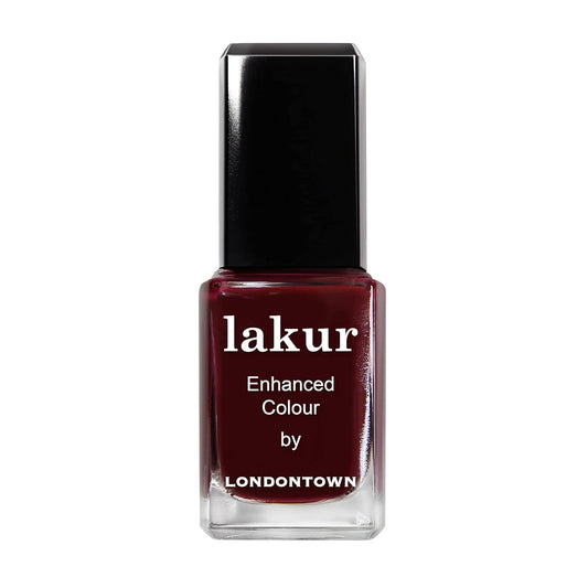LONDONTOWN lakur Nail Polish - Chip-Resistant, Non-Toxic, Conditions & Hydrates Nails | Glossy Blackened Purple, Elderberry, .40 fl oz