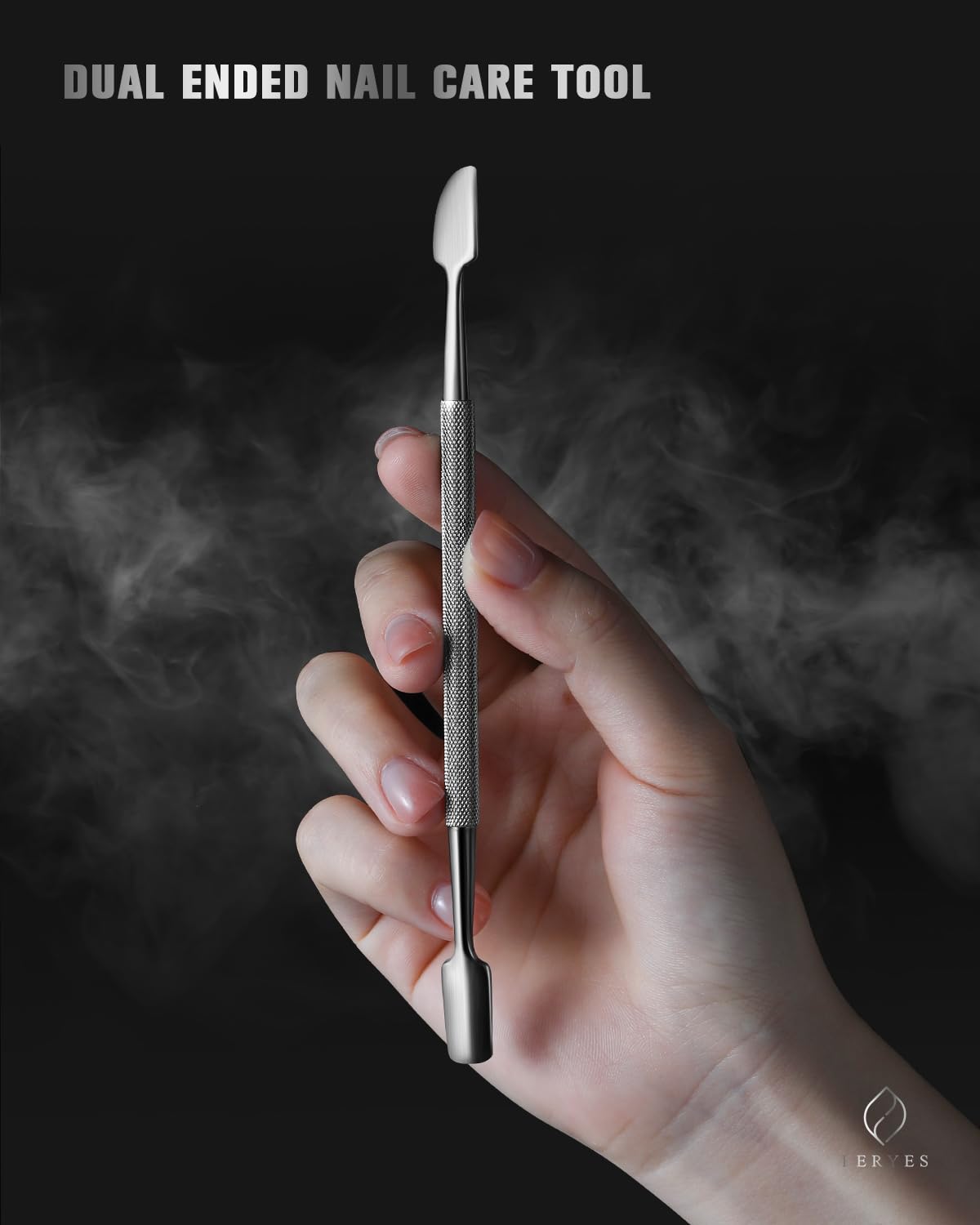 FERYES Professional Cuticle Pushers - Dual-Ended Stainless Steel Manicure and Pedicure Tools, Ergonomic Design Cuticle Stick and Undernail Clean Tool