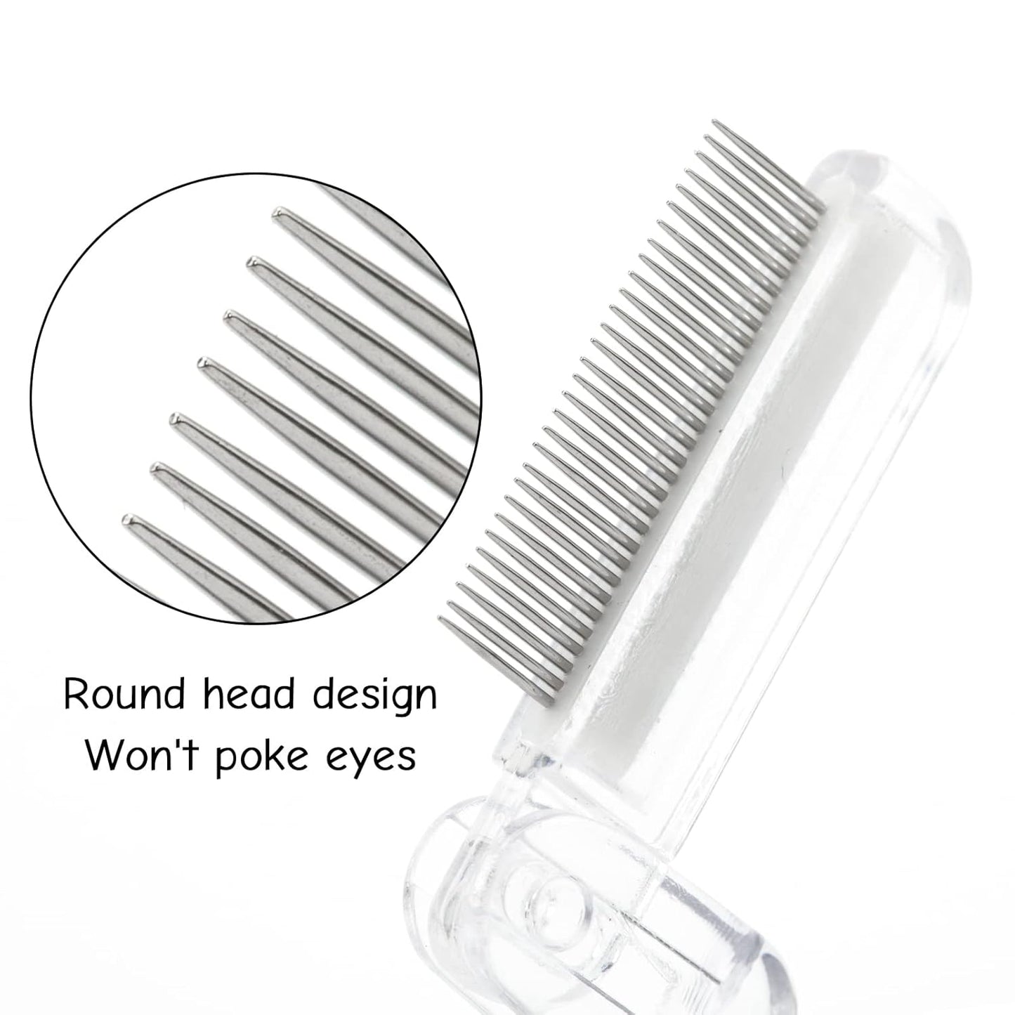 G2PLUS 2PCS Folding Eyelash Comb, Eyelash Separator Tool, White Eyebrow Comb Metal Teeth, Eyelash Brush Tool for Lash & Brow