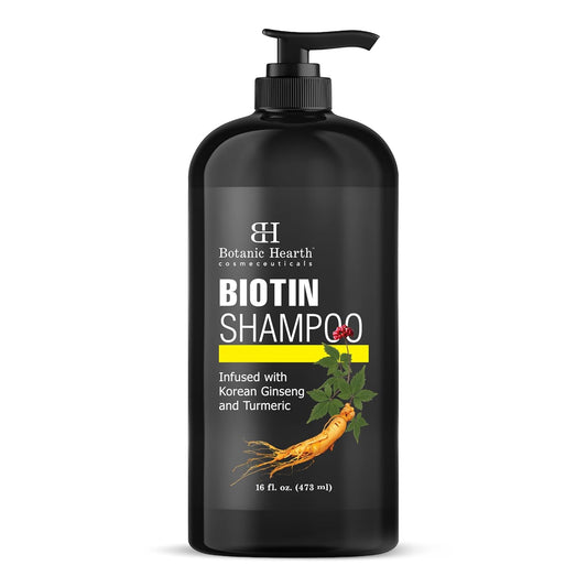 Botanic Hearth Biotin Shampoo | Infused With Korean Ginseng & Turmeric For Stronger, Thicker | Looking Hair | Sulfate & Paraben Free | 16 Fl. Oz