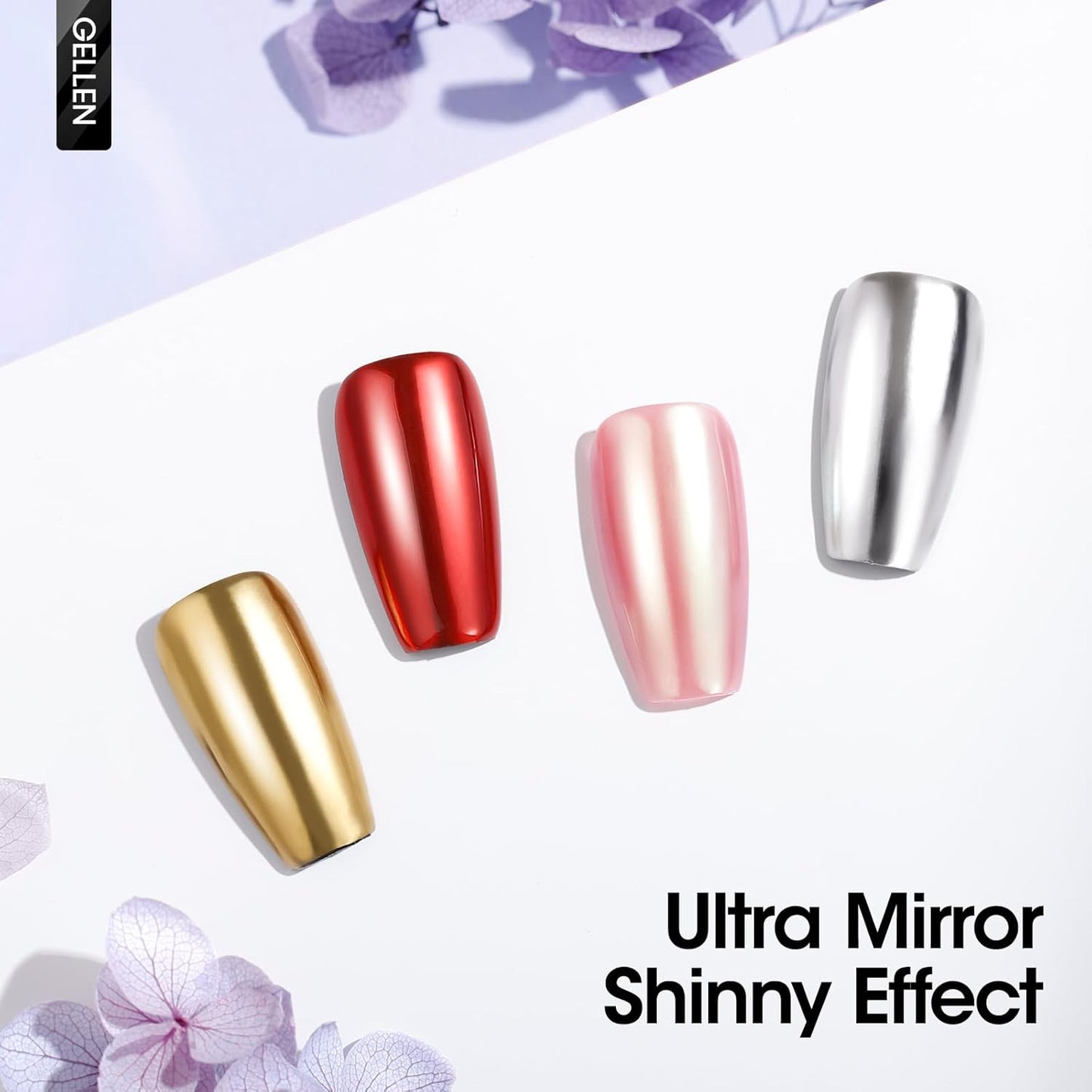 GELLEN 18ml Gel Top Coat for Chrome Nail Powder, No Wipe Clear Top Coat Polish, High Glossy Mirror Effect, UV Light Needed, Long Lasting Soak off, for Metallic Gel, Nail Art Manicure