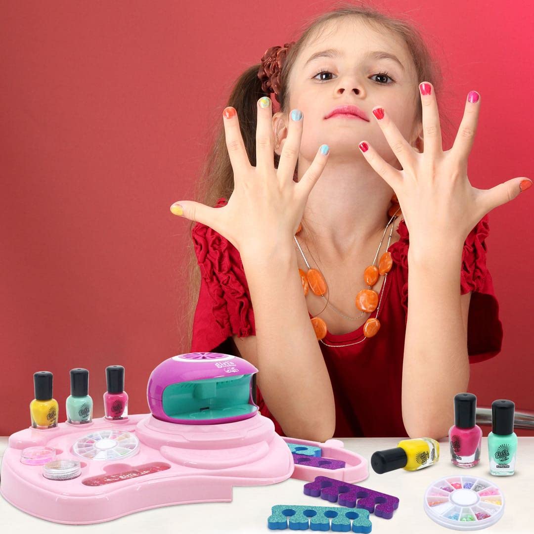 Nail Art Studio Beauty Nail Art Set Gift for Girls Healthy Non-Toxic Tasteless Fashion Dryer Light