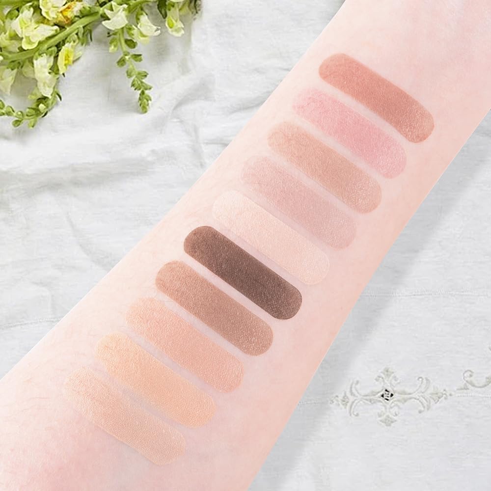 10 Color Matte Neutral Eyeshadow Palette - Nude Naked Beige Brown Shades, Blendable Long-Lasting, Vegan Cruelty-Free Natural Nude Eye Shadow Palette for Women, Professional Makeup Looks