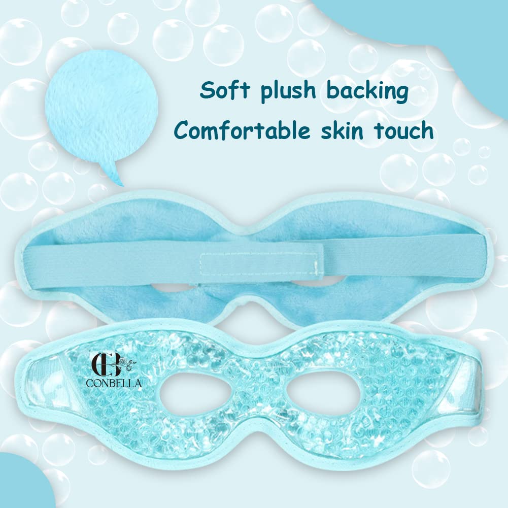 Gel Eye Mask with Eye Holes, Reusable Hot Cold Therapy Cooling Eye Mask for Puffiness/Dark Circles/Eye Bags/Dry Eyes/Headaches/Migraines/Stress Relief, Cold Eye Mask