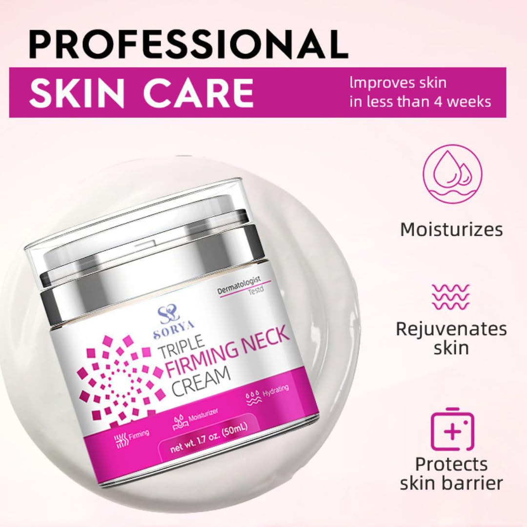 Neck Firming Cream Aging Wrinkles Neck Moisturizer with Retinol, Collagen & Hyaluronic Acid, Hydrating Skincare for All Skin Types for Men & Women