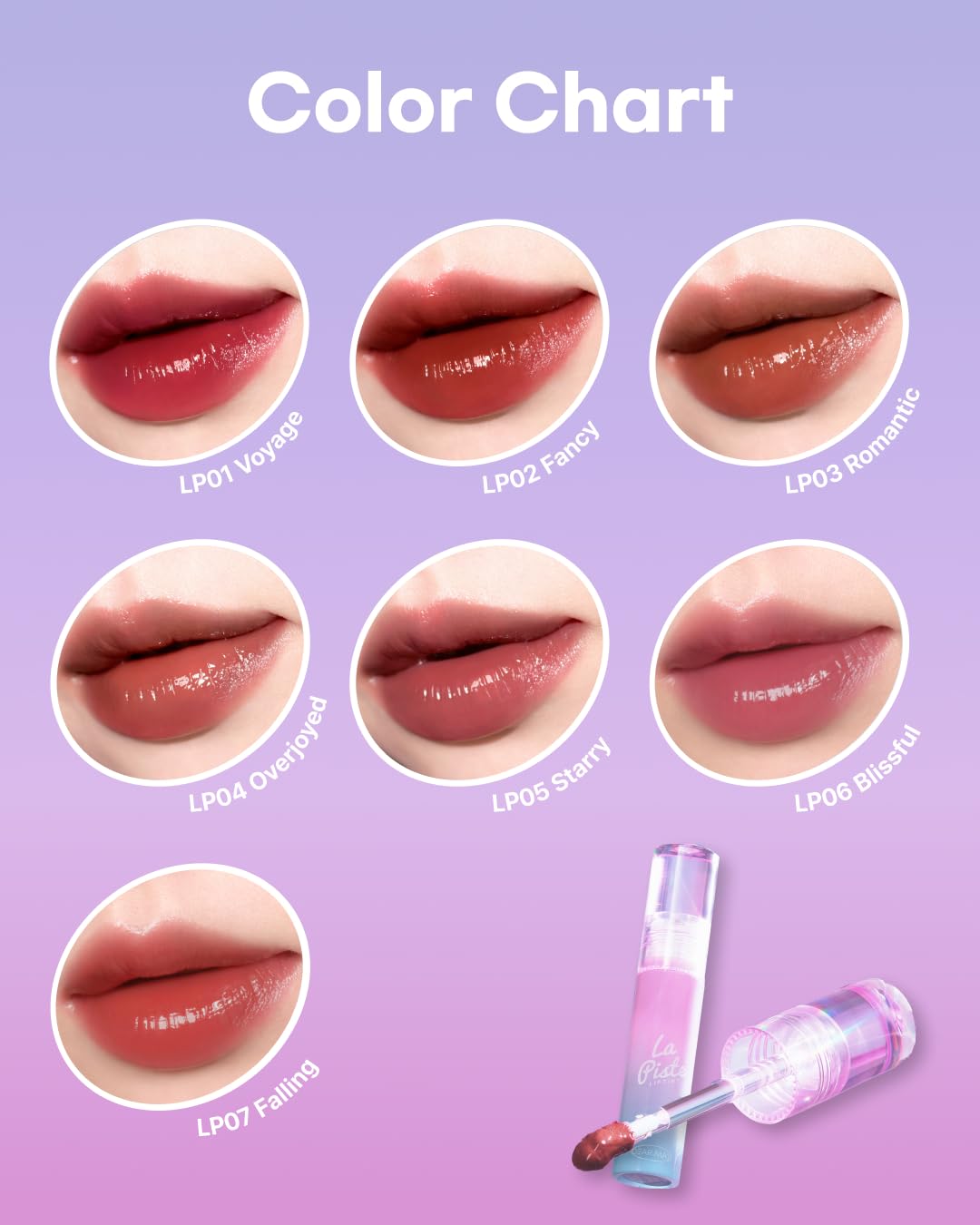 DEARMAY LA PISTE LIP TINT LP03 Romantic 0.14 oz. long lasting lip stain with glossy finish and lightweight texture, non sticky, hydrating formula with no flaking and glassy vivid tint, korean makeup