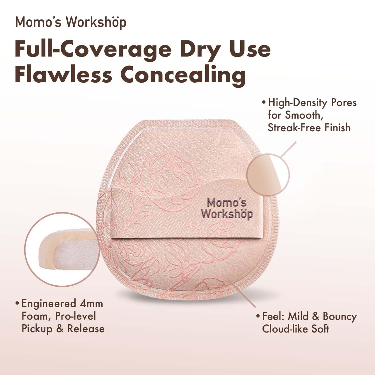 Makeup Sponge, Rubycell, Flat-cut Shape,Foundation Sponges with Glossy PU Leather, for Liquid/Sheer Foundations, Cosmetic Puff, Medium Bounce,Travel Friendly & Reusable,2pcs & Storage Case