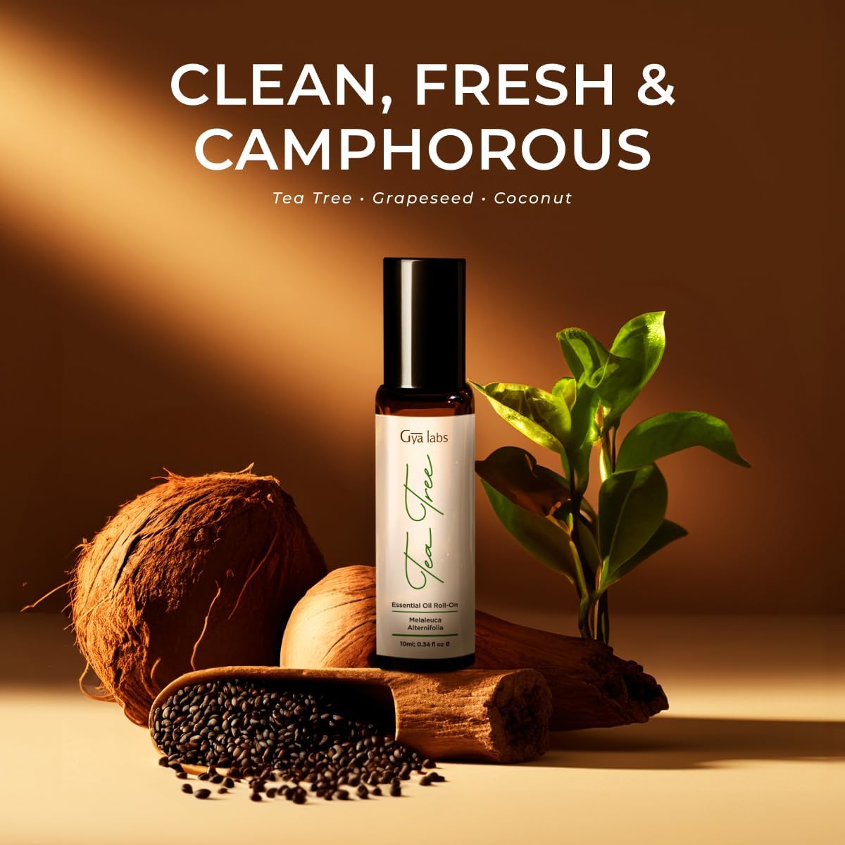 Gya Labs Tea Tree Essential Oil Roll on for Skin, Face & Nails, 100% Pure Natural Australian Melaleuca Tea Tree Oil Roller, Refreshing Aromatherapy, Travel Size (0.34 Fl Oz)