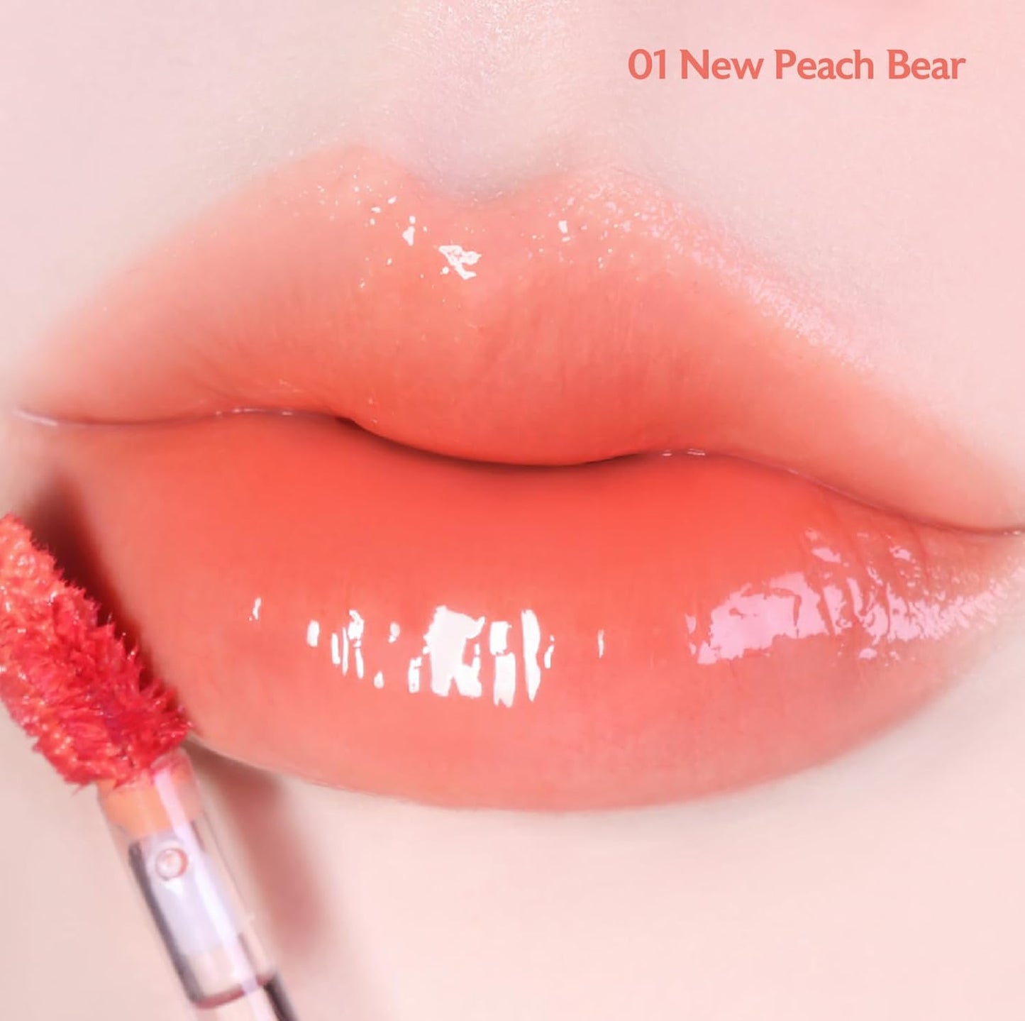 MILKTOUCH Jelly Lip Glow Tint - Hydrating Lip Gloss with Long-Lasting Moisture, Lip Stain, Lightweight, Radiant Shine, Perfect for Daily Use, Valentines Gifts, Korean Lip Oil (01 New Peach Bear)
