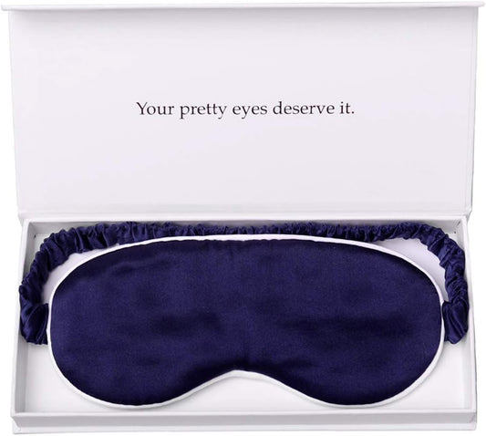 Silk Sleep Mask Light Blocking Luxury 100% Mulberry 19mm Silk Eye Mask Eye Cover Blindfold Ultra Soft Light & Comfy Anti Aging Skin Care with Travel Bag Gift Package