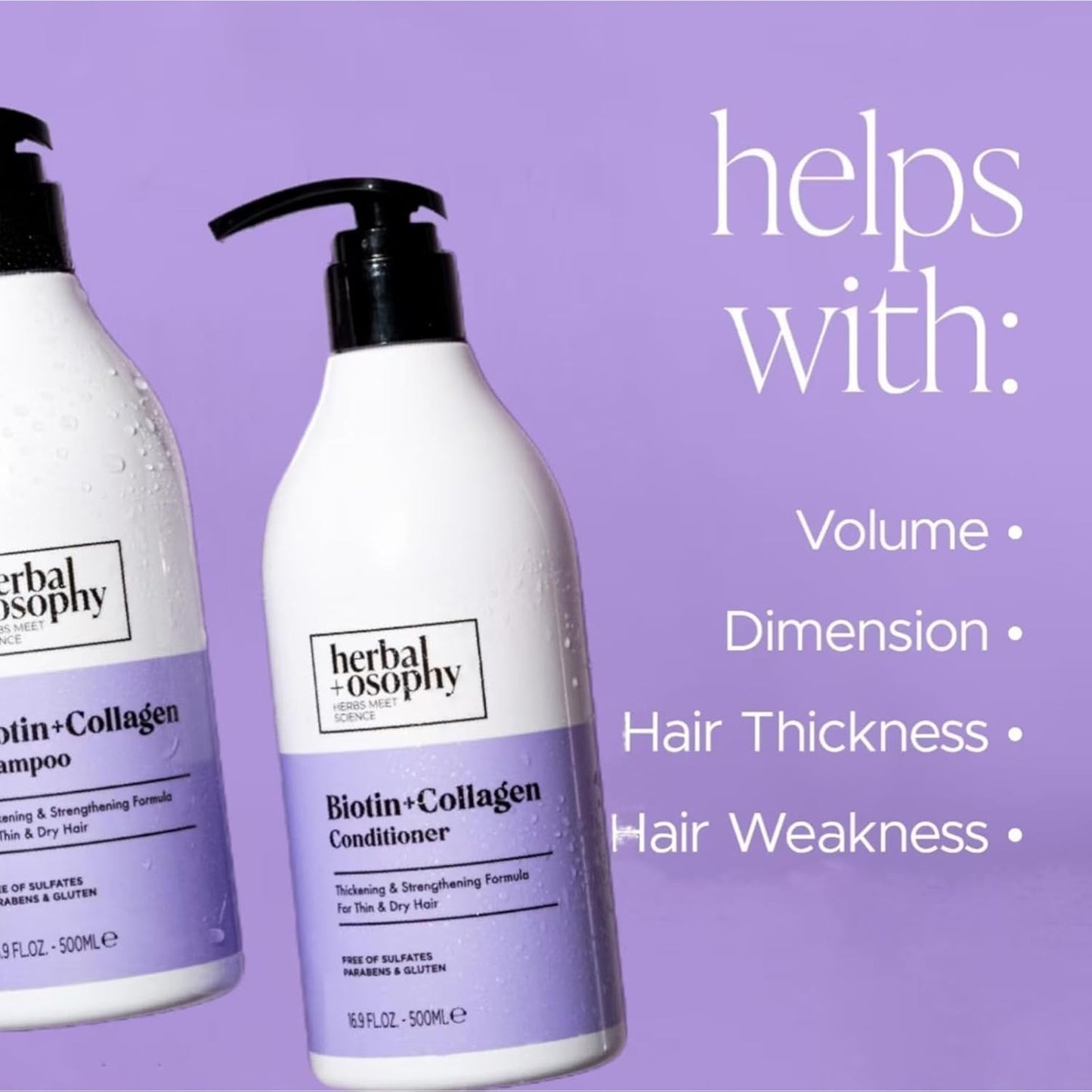 Biotin with Argan Oil & Vitamin B7 Shampoo & Conditioner Set, Gluten-free, Sulfate-free, Paraben-free