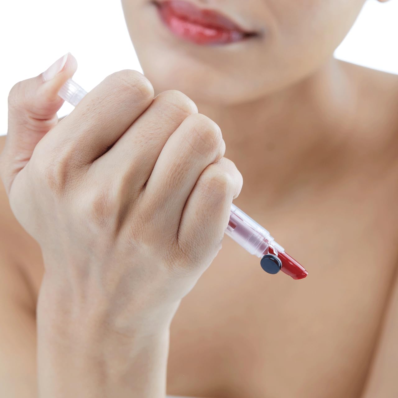 One-Touch Retractable Tinted Lip Balm, Moisturizing Lip Gloss with Menthol (Real Redberry) Korean Lip Care