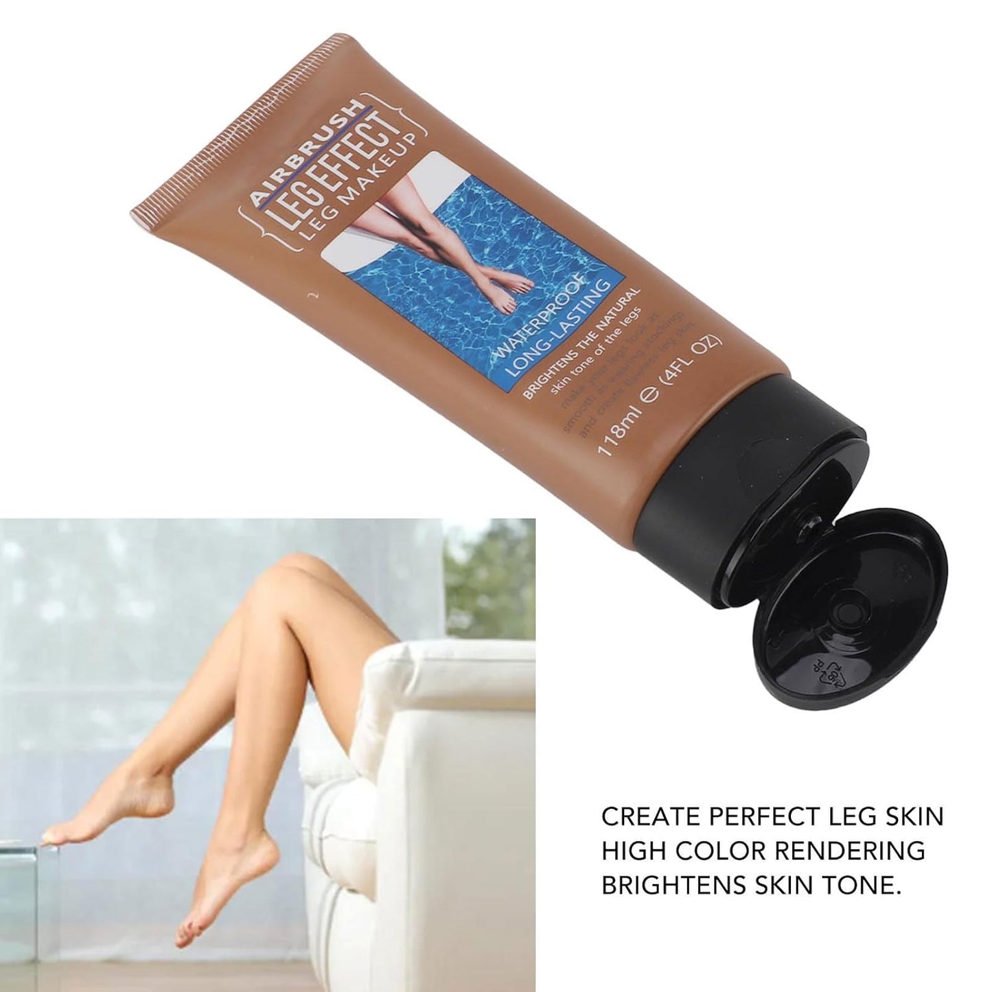 118ml Leg Makeup Lotion, Leg Body Makeup, Airbrush Legs, Body Makeup Waterproof Long Lasting Full Coverage Lightweight Leg Body Cosmetic for Wedding (3#)