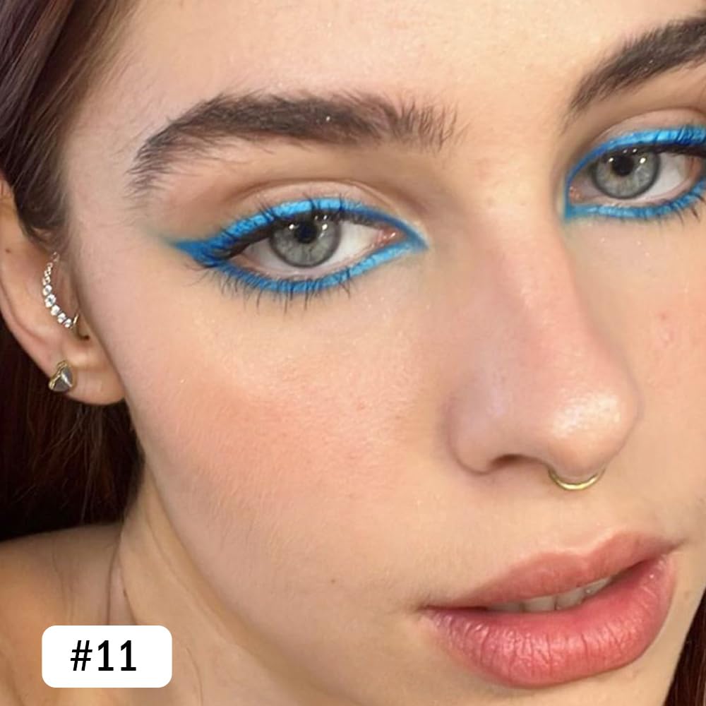 Kaely Gel Eyeliner Pencil for Women, Sea Blue Eye Liner Waterproof Smudge Proof with Sharpener, Waterline Eye Makeup Liners, delineador de ojos contra el agua, Vegan & Cruelty-Free, 11