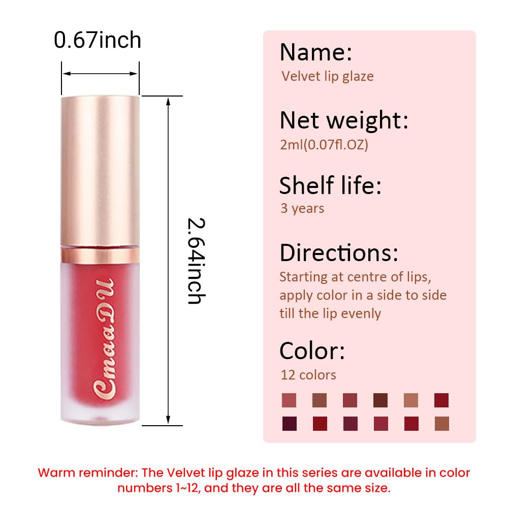 evpct 6Pcs Maroon Red Silky Velvet Matte Liquid Lipstick Lip Gloss Set for Women Long Lasting 24 Hours Color Stay Lipstick labiales matte larga duracion mate 24 horas originales 10#