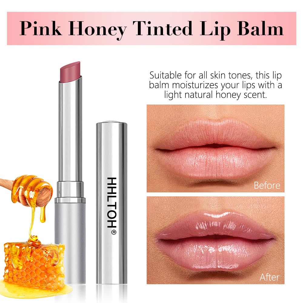 1PCS Orange Pink Honey Tinted Lip Balm Lipstain Lip Tint - Sheer Hydrating Long-Lasting Lipstick for Women All Skin Tones - Moisturizing Lip Gloss, Nourishing Lip Balm with Natural Cherry Tint
