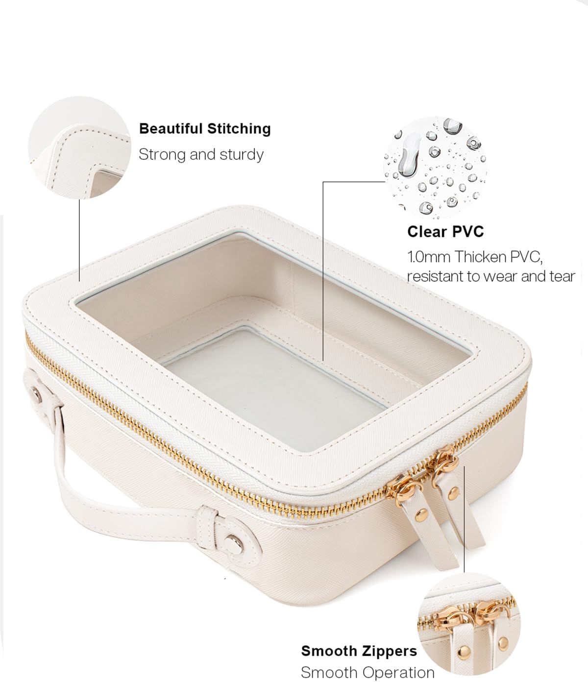 Clear Makeup Bag Small, TSA Approved Portable Toiletry Bag with Zipper Cosmetic Travel Bag Makeup Organizer Case Mini Makeup Pouch for Purse Car Organizer Bag for Women Men