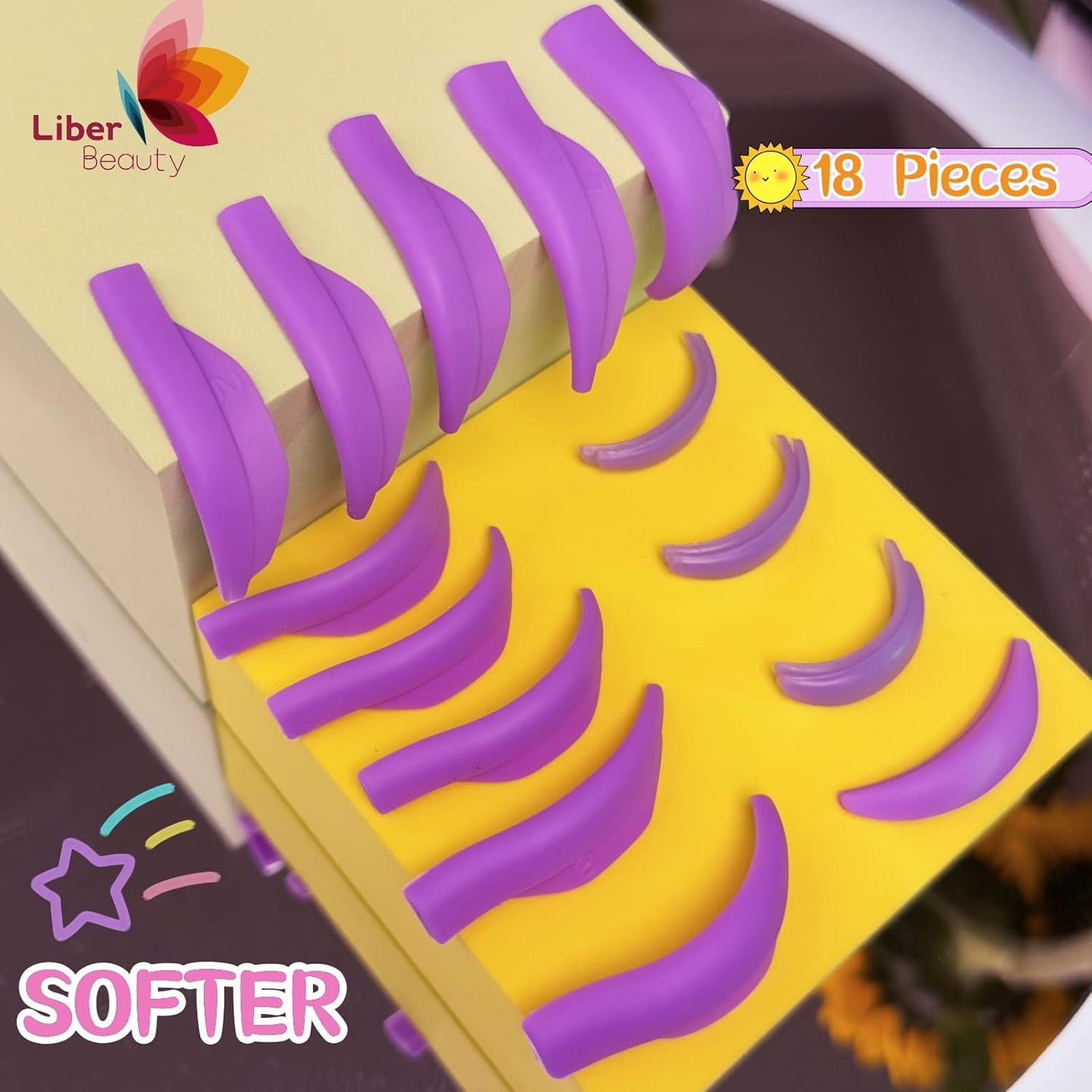 Eyelash Perm Pads Lash Lift Rods Eyelash Lift Shields Silicone Pads 9 Sizes 18 Piece Reusable Soft Lash Lift Pads Shield for Different Length Eyelashes Perfect Lifting (Violets)