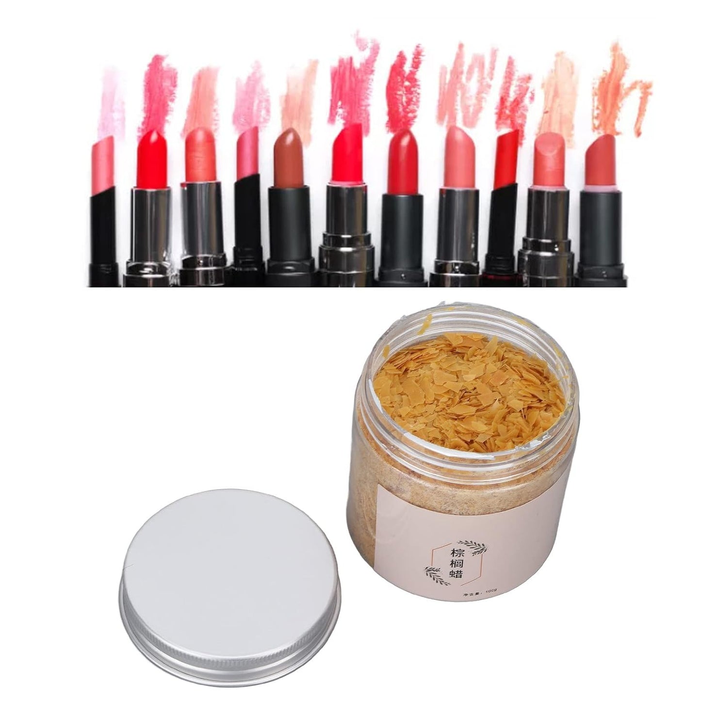 100g Palm Wax Pellets, Carnauba Wax for Lip Balm, Cosmetics DIY Carnauba Wax Material Accessory Lip Balm Making Supplies for Lipstick Lip Balm Making Increase the Melting Point of Lipstick