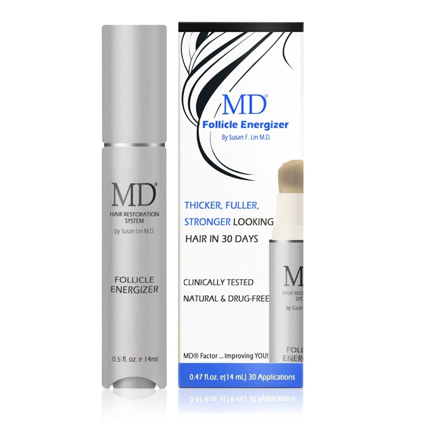 MD Factor Natural Hair Growth Serum | Follicle Energizer Serum - Prevents Thinning Hair & Hair Loss By Stimulating Hair Follicles To Produce Thicker, Fuller Hair (30-Day Supply Per Tube)
