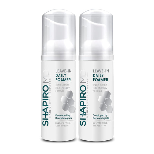 Shapiro MD Hair Growth Experts Hair Loss Leave-In Daily Foam, DHT Fighting Vegan Formula for Thinning Hair Developed by Dermatologists, Experience Healthier, Fuller, 2 Month Supply