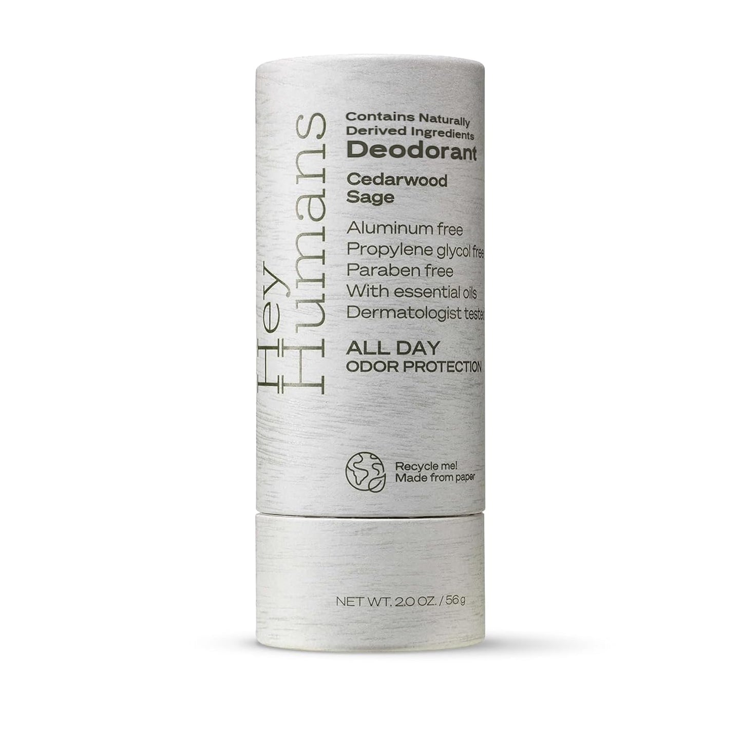 Hey Humans Deodorant, Aluminum Free Deodorant for Women and Men, Contains Naturally Derived Ingredients, All Day Odor Control, Refreshing Deodorant Essential Oils, Cedarwood Sage