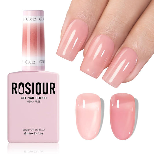 HEMA and TPO Free Sheer Nude Pink Gel Nail Polish - 18 ML Milky Pink Nail Polish Gel for Women Girls Gift, Long Lasting Neutral Jelly Clear Light Color Soak Off Cured for Home Nail Art Salon DIY