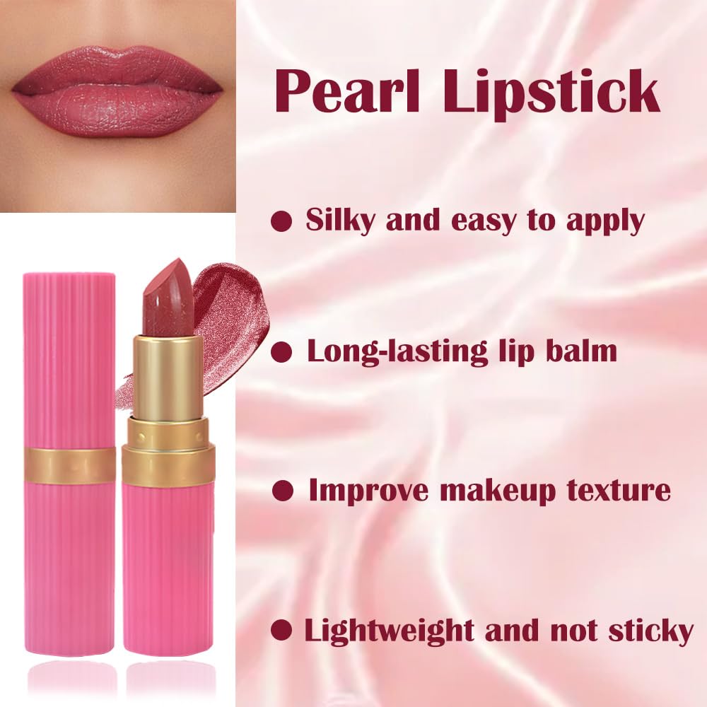 Coral Pink Metallic Lipstick for Women,Lightweight Shimmer Frosted Lipstick,Glitter Lip Gloss Stain Long Lasting Waterproof Smudge Proof 24 Hour Full Coverage Lip Makeup,Vegan