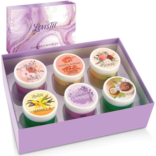 LOVESTEE Moisturizing Body Lotion, Women-Men's Christmas-Birthday Gift Set, Soothes All Skin Types includes Shea Butter, Fragrances Lavender, Vanilla, Rose, Honey Almond, Coconut and Floral