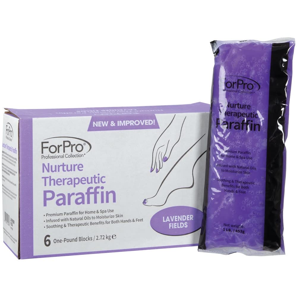ForPro Professional Collection Nurture Paraffin Wax Refill, Lavender Fields, Six 1-Pound Paraffin Blocks, Non-Greasy, Moisturizing for Soft & Healthy Skin, 6 Lbs
