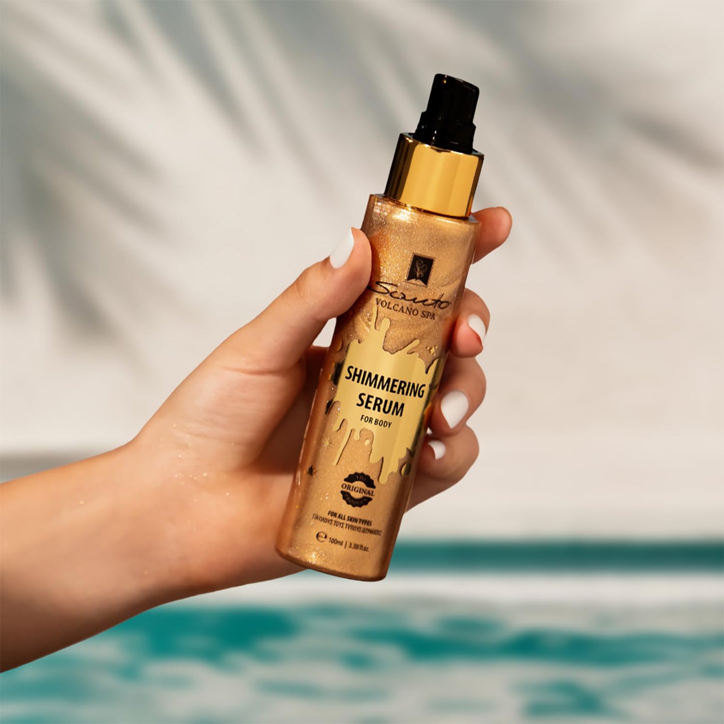 Olive Spa Body Shimmer Oil 100ml – Hydrating Glow Enhancer Glitter Body Oil with Micro Pearls – Fast Absorbing Shimmer for Moisturizing, Illuminating and Shine