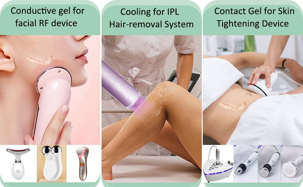 Preparation Gel – RF Conductive Gel with Hyaluronic Acid for Use With Radio Frequency Face and Body Machines, Skin Cooling Gel Primer for IPL Hair Removal Device