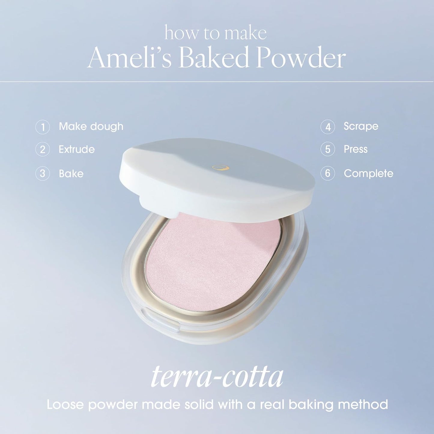 BAKED POWDER 002 LIGHT PINK, Terra-Cotta Facial Powder, Crease-free, Smudge Free & Weightless Setting powder (6.2g, 0.014 oz.)