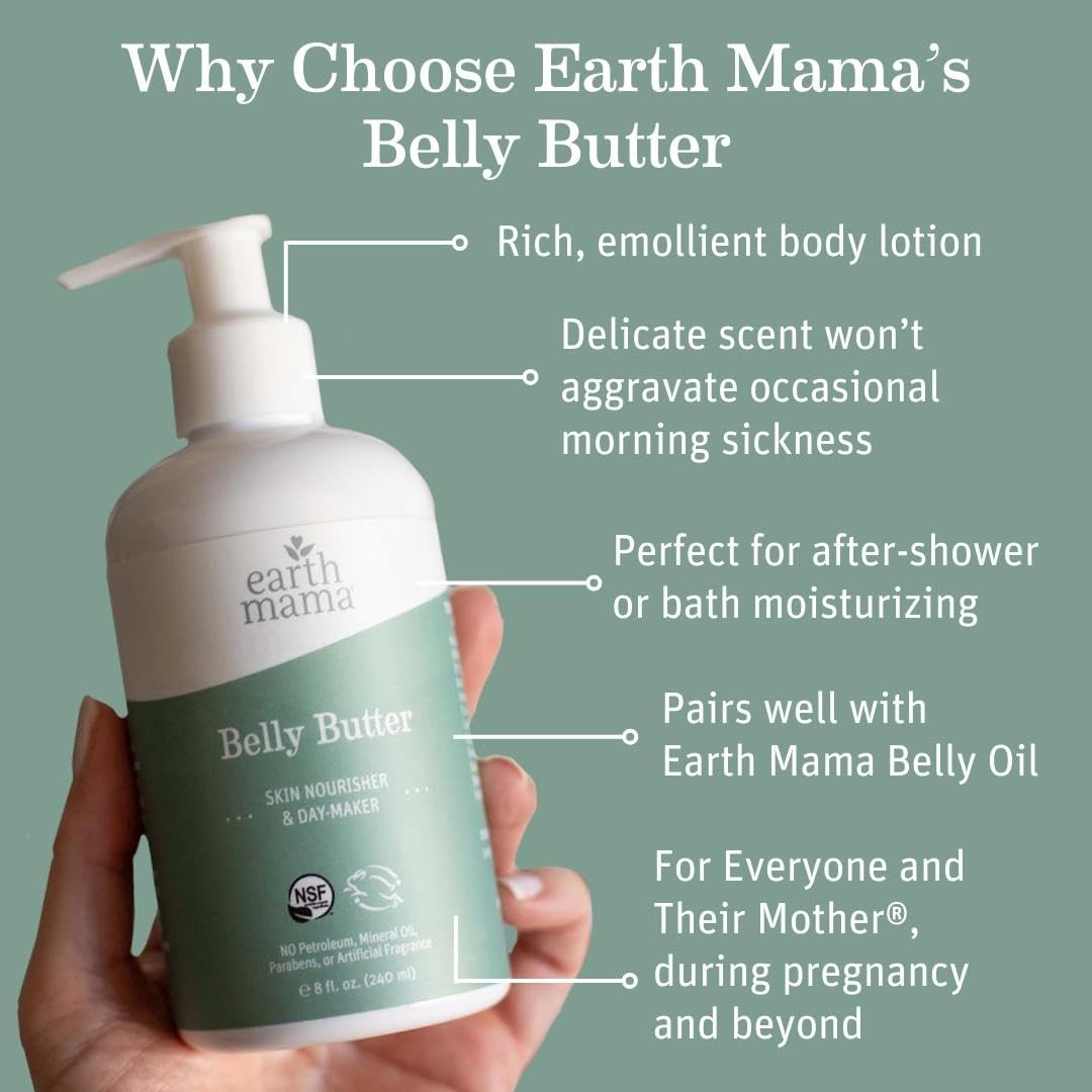 Earth Mama Pregnancy Pampering Gift Set|Organic Body Wash, Belly Butter, Lip Balm Set, Mini Deodorant Pack, Herbal Tea, Belly Oil & Sunscreen, 7 Pcs