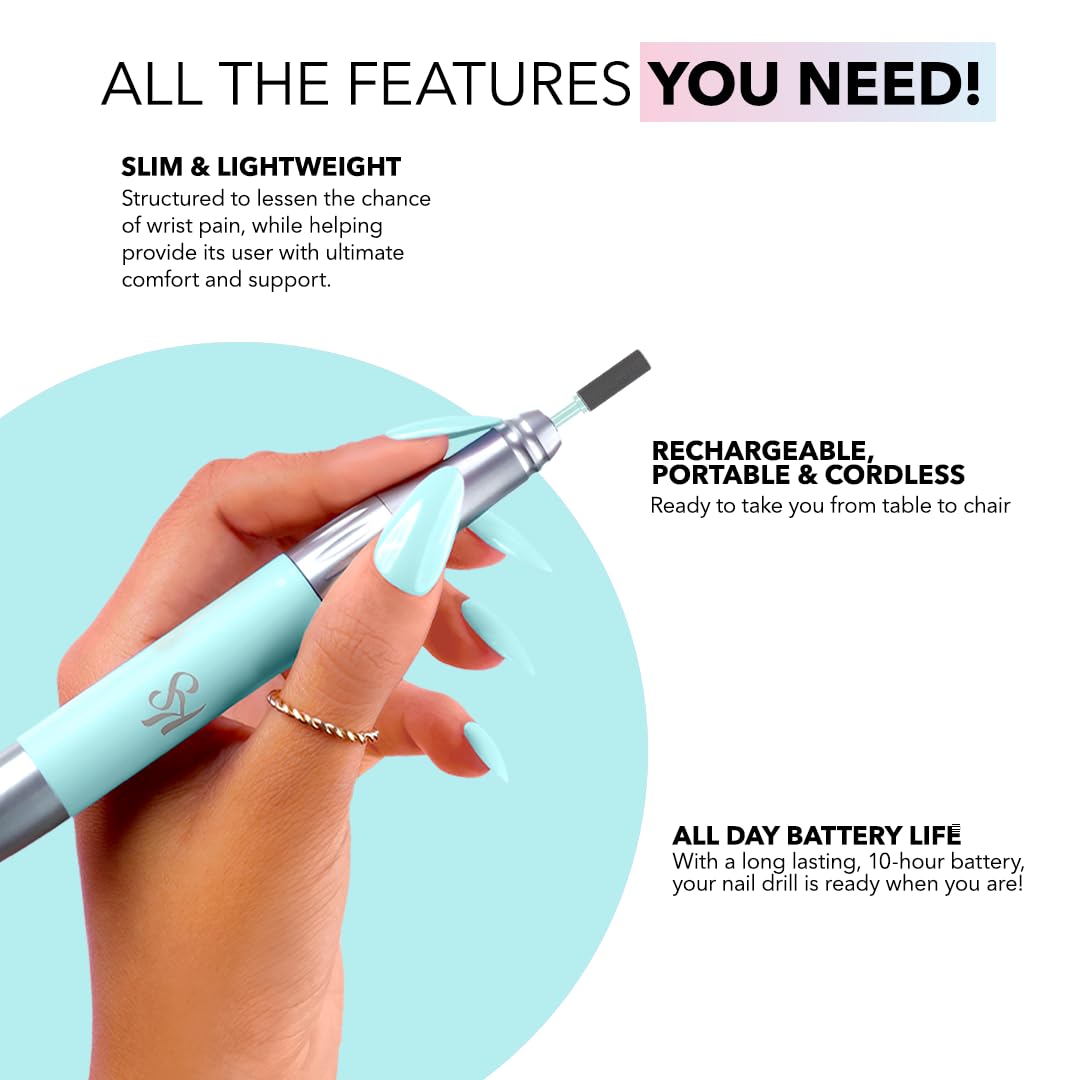 Kiara Sky Beyond Pro Nail Drill | Portable, Rechargeable & Cordless | Blue